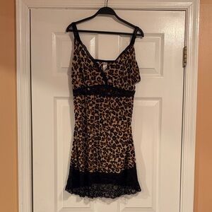 Delta Burke Animal Print Chemise with Black Lace